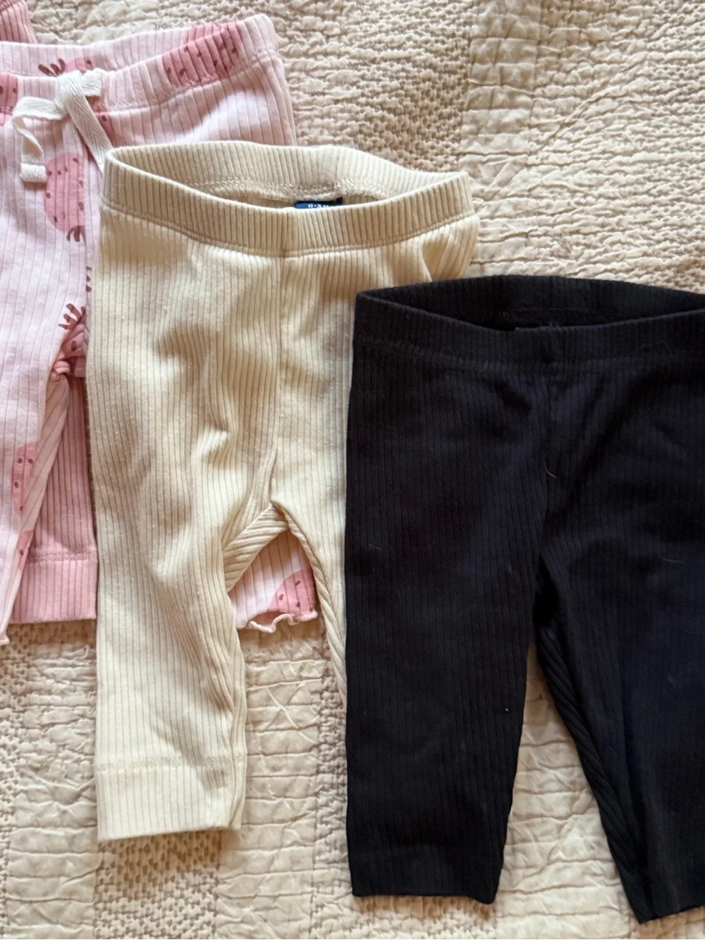 Baby Ribbed Leggings Pack - Pink, Cream & Black Set of 4 - 0-3 month purely soft